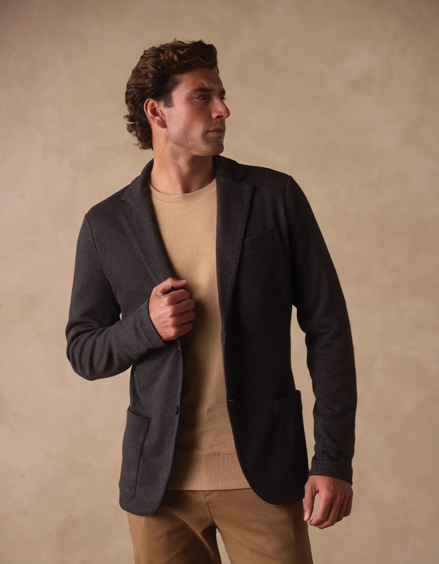 Stretch Knit Blazer in Charcoal - Image 4