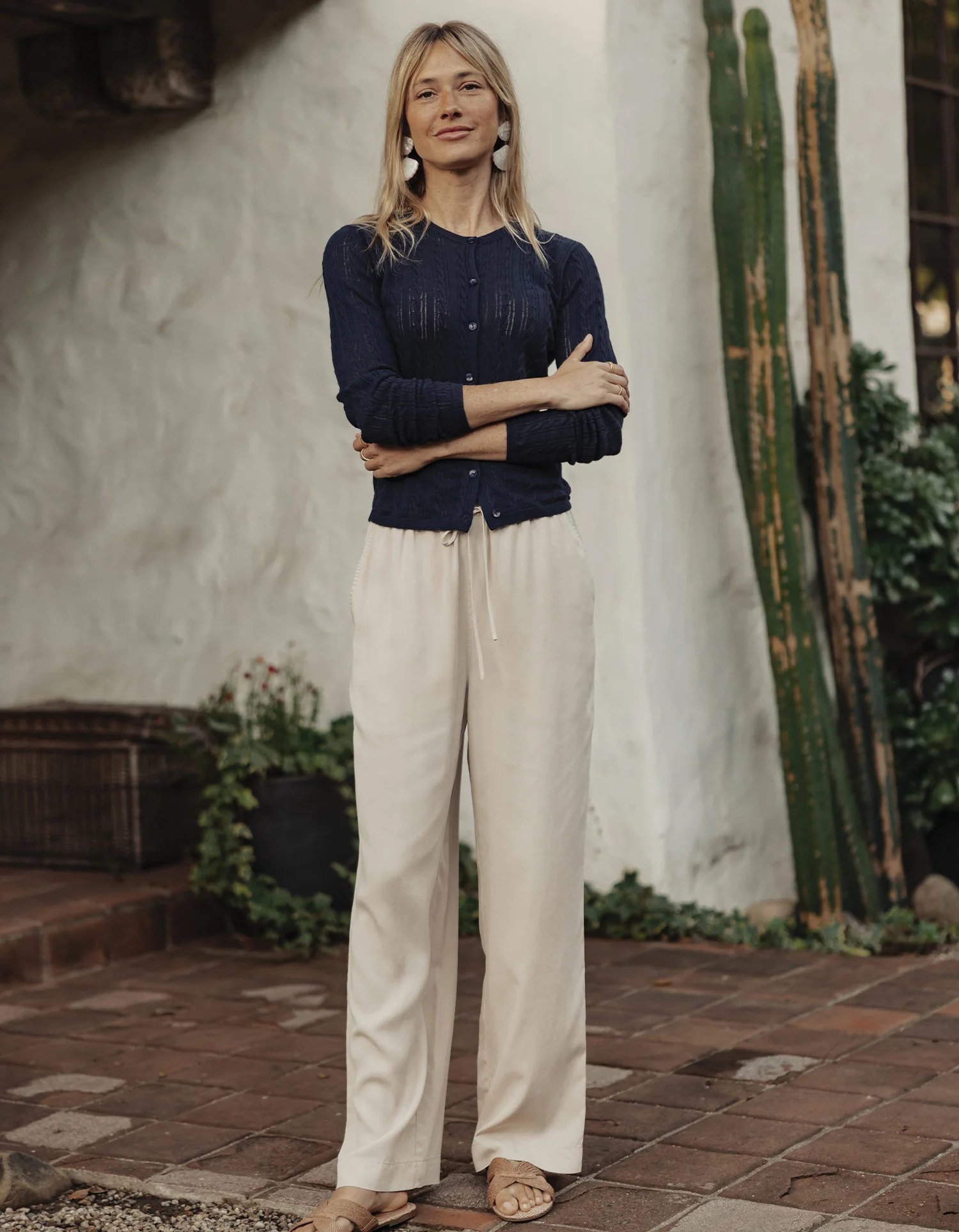 Sueded Costa Drawcord Pant in Birch - Image 2