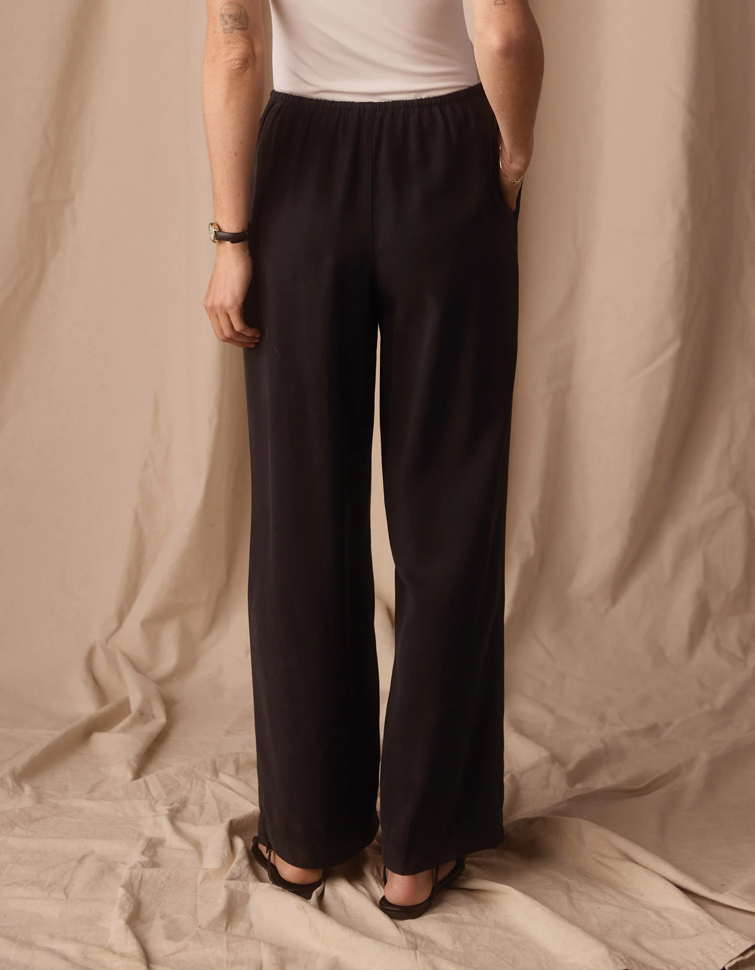 Sueded Costa Drawcord Pant in Black - Image 6