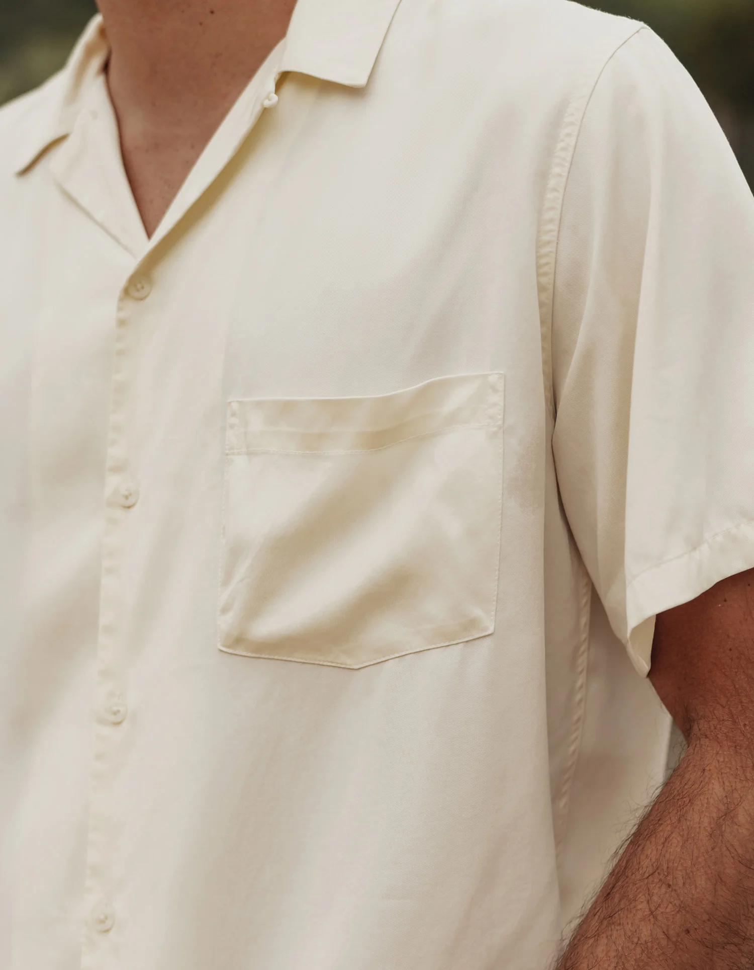 Sueded Costa Resort Shirt in Ivory - Image 2