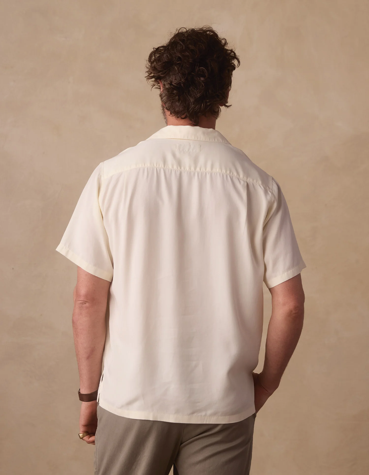 Sueded Costa Resort Shirt in Ivory - Image 8