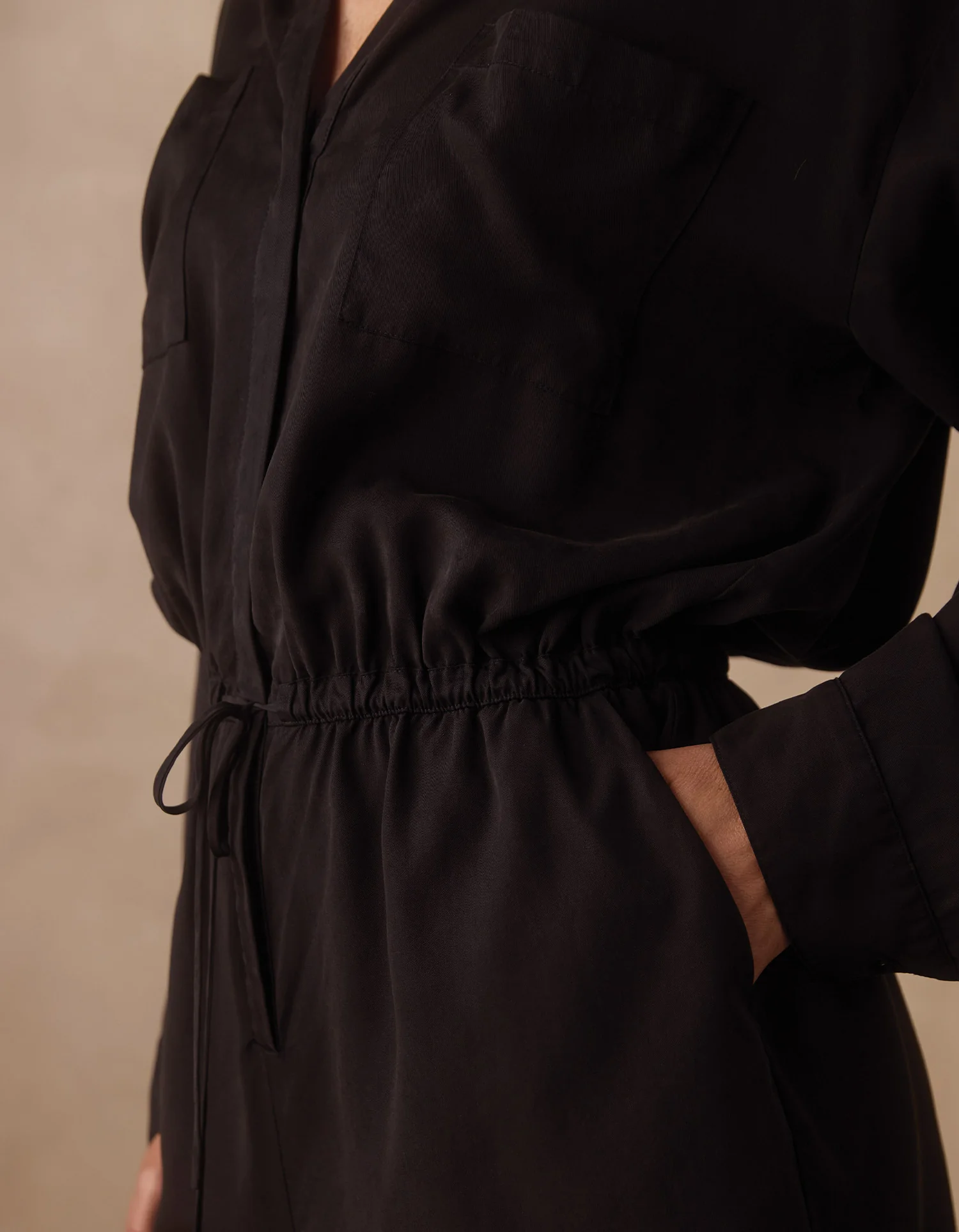 Sueded Costa Romper in Black - Image 6