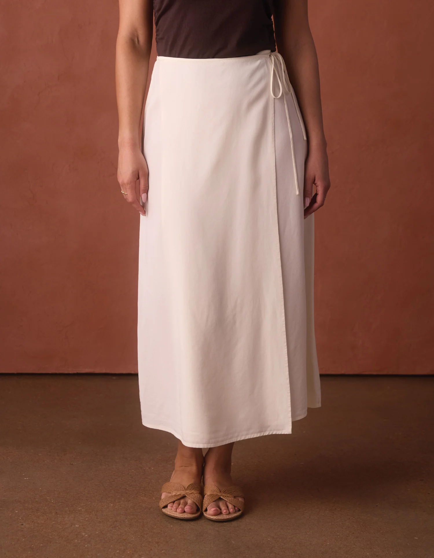 Sueded Costa Wrap Skirt in Ivory - Image 5