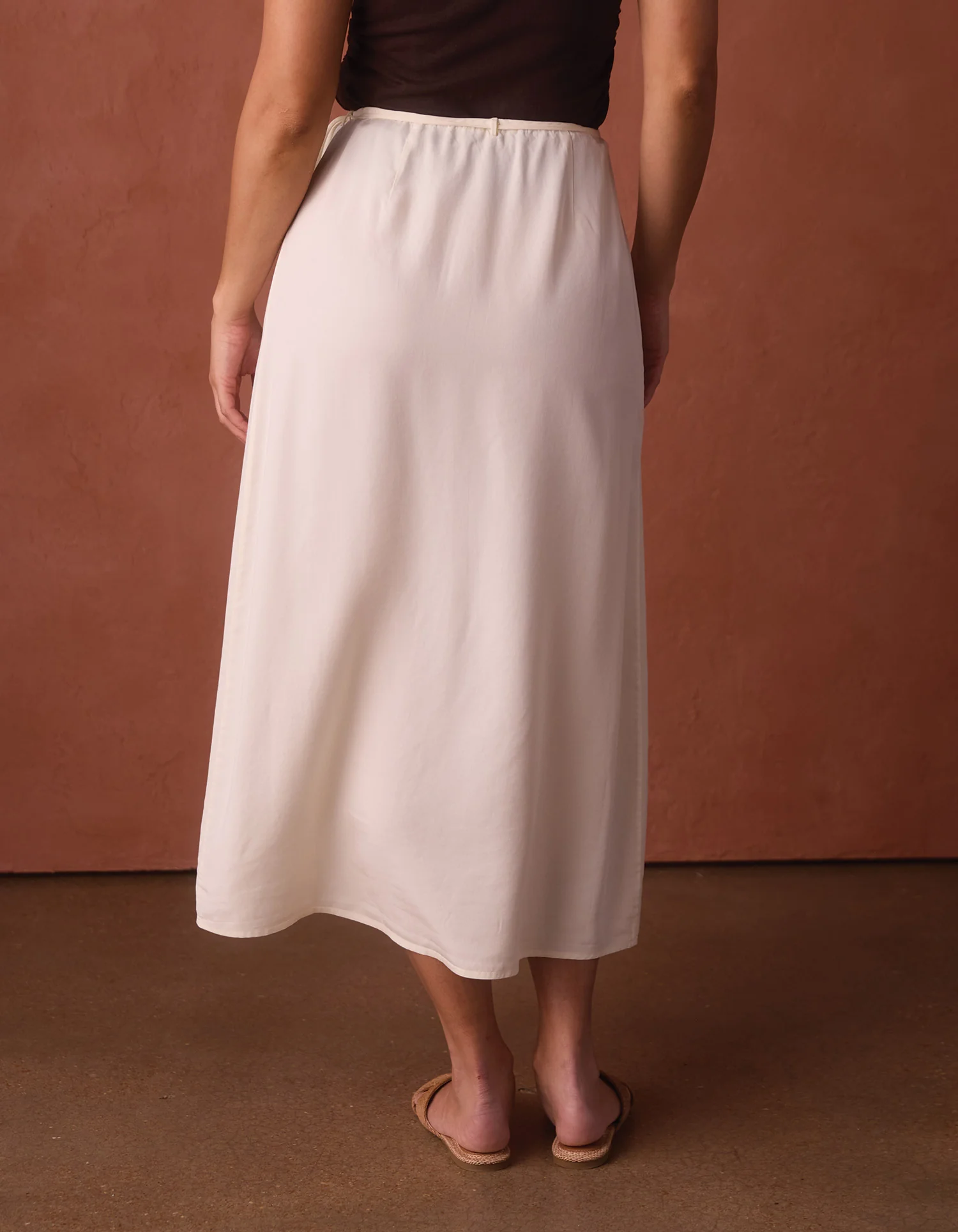 Sueded Costa Wrap Skirt in Ivory - Image 9