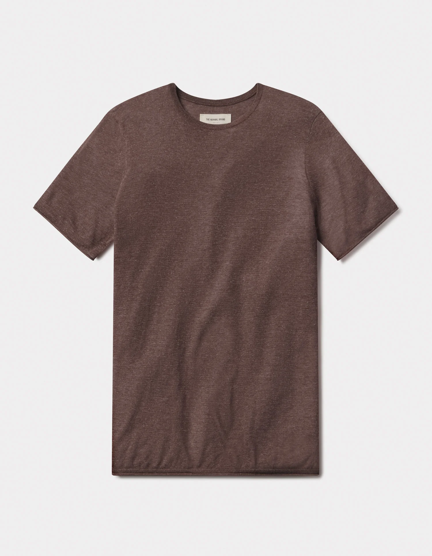 Summer Linen-Blend Knit Tee in Espresso - Image 2