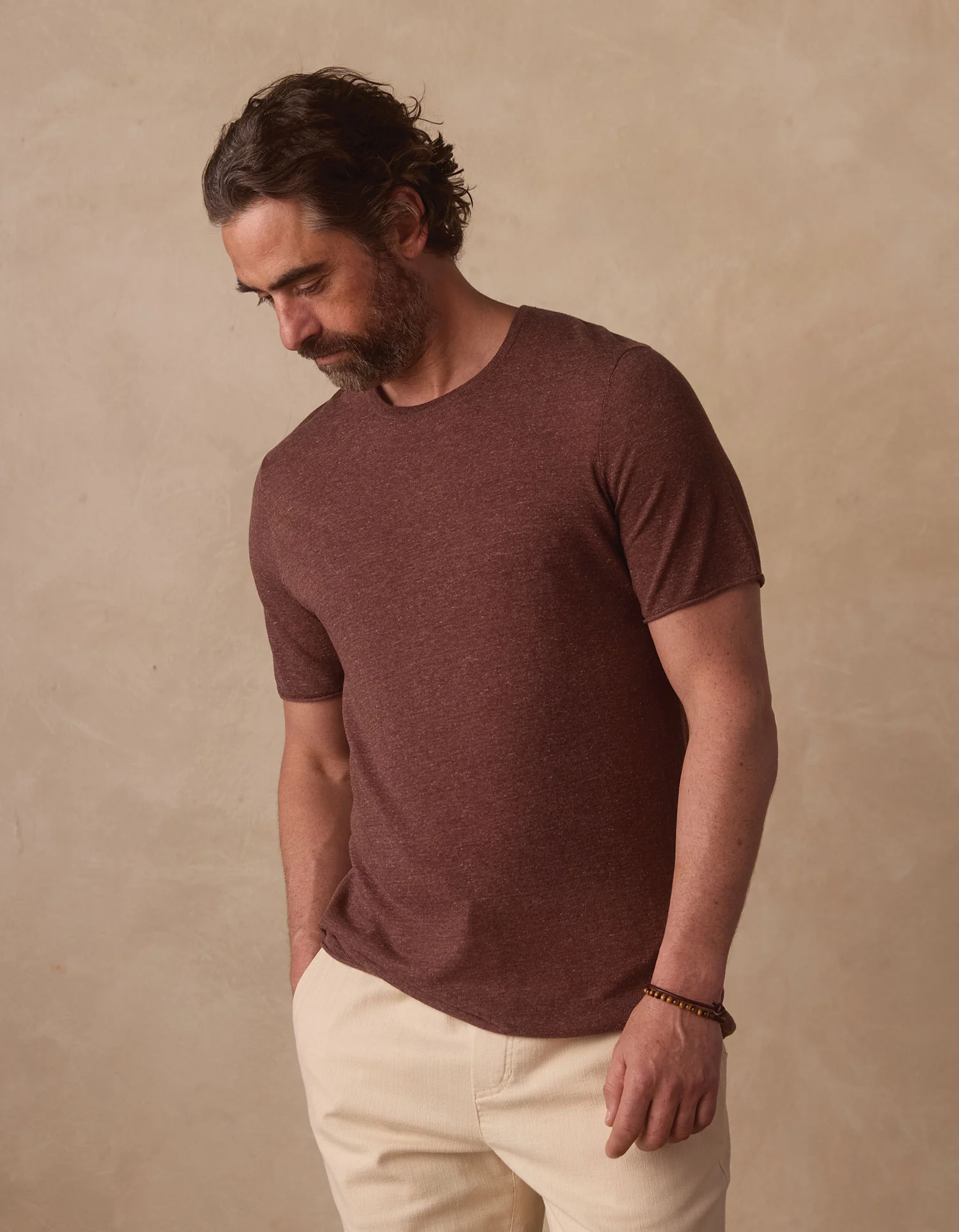 Summer Linen-Blend Knit Tee in Espresso - Image 5
