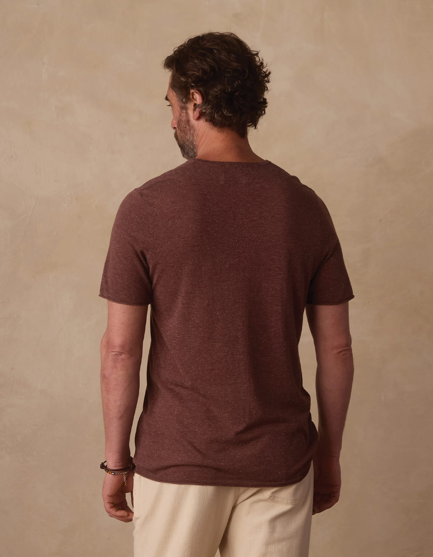 Summer Linen-Blend Knit Tee in Espresso - Image 7