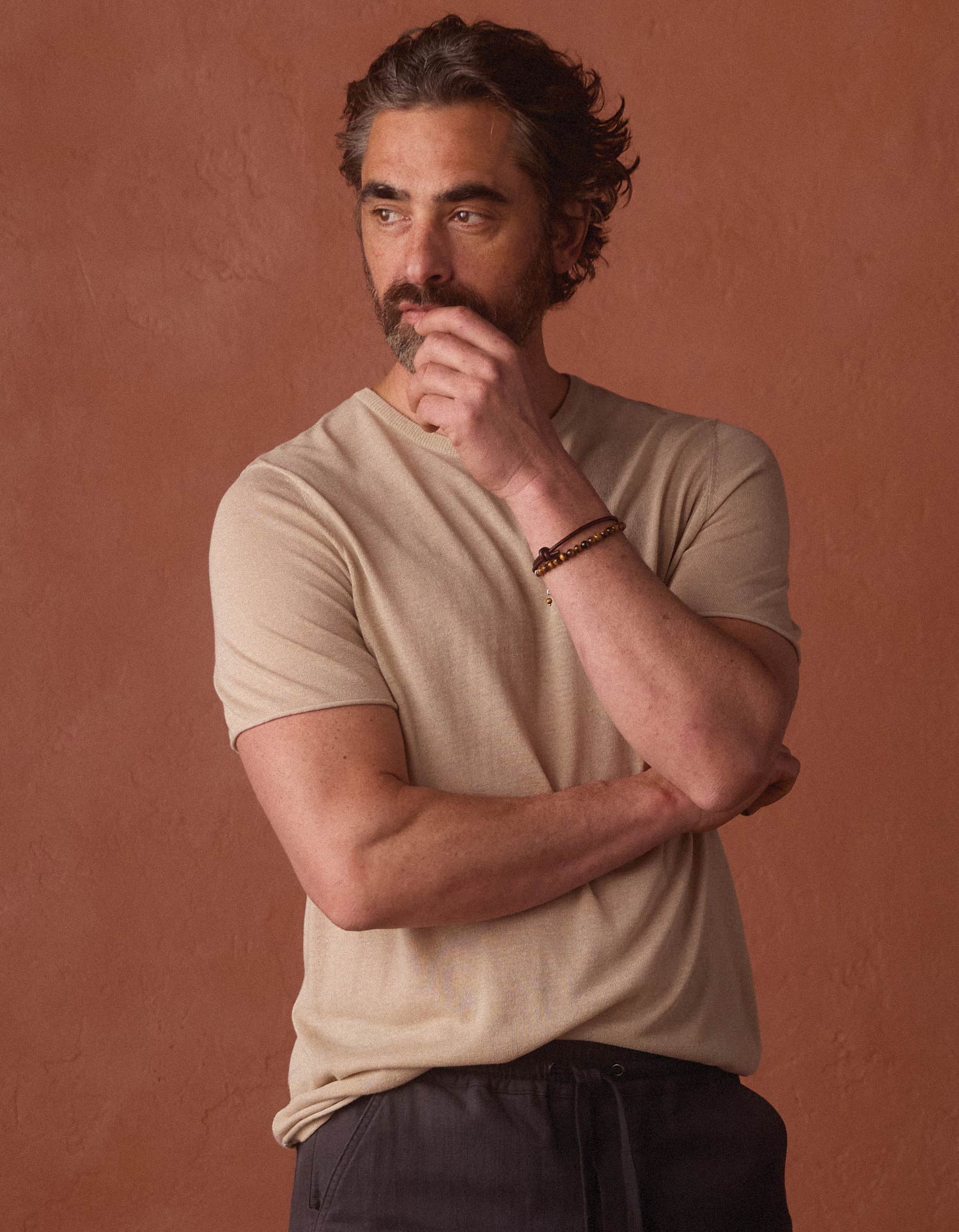 Summer Linen-Blend Knit Tee in Jute - Image 4