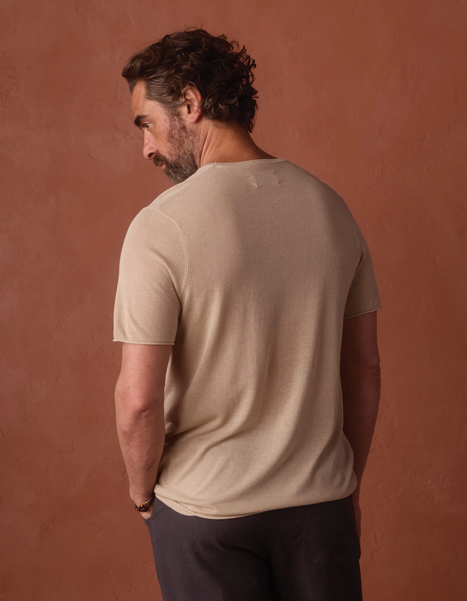 Summer Linen-Blend Knit Tee in Jute - Image 7