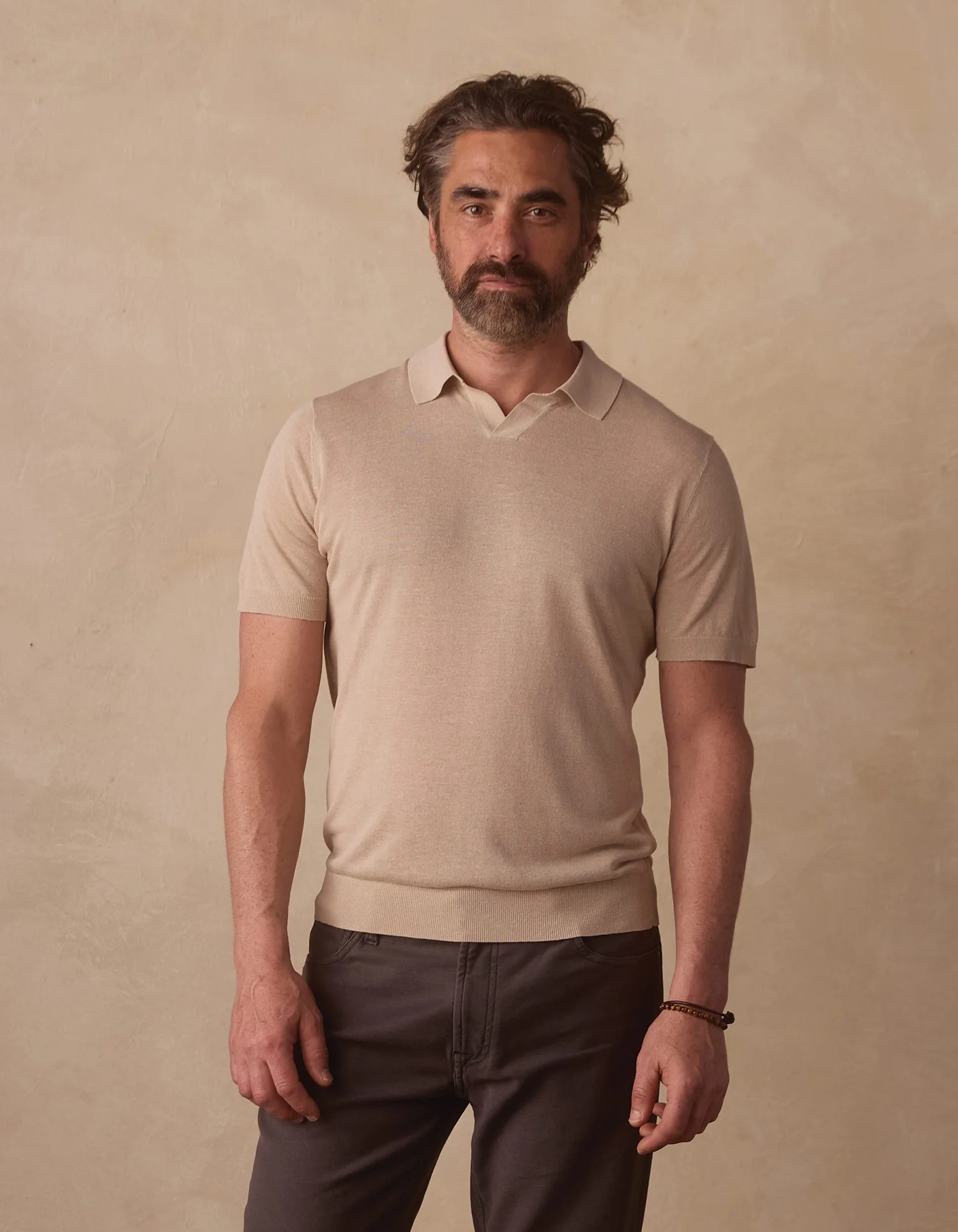 Summer Linen-Blend Polo in Jute - Image 3