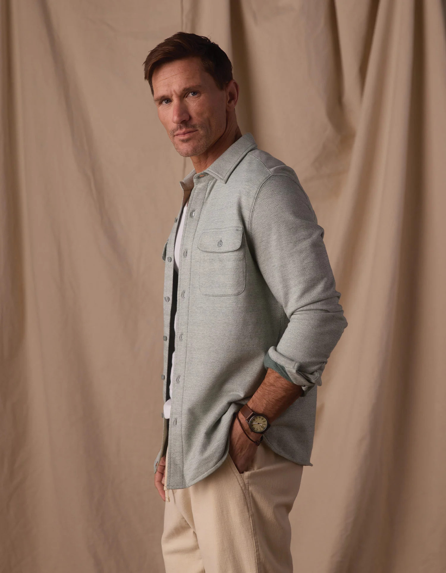 Textured Knit Shirt in Juniper - Image 4