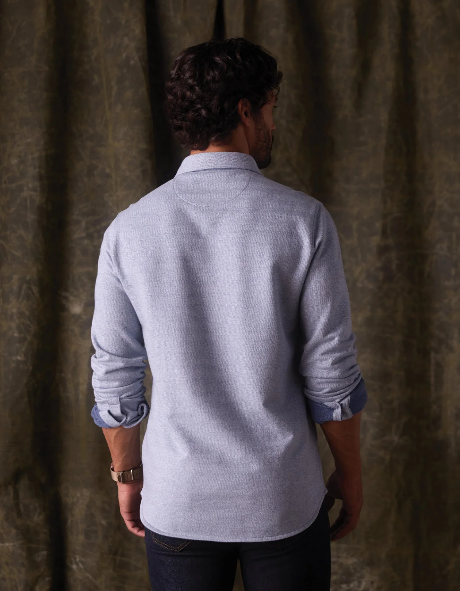 Textured Knit Shirt in Vintage Blue - Image 5