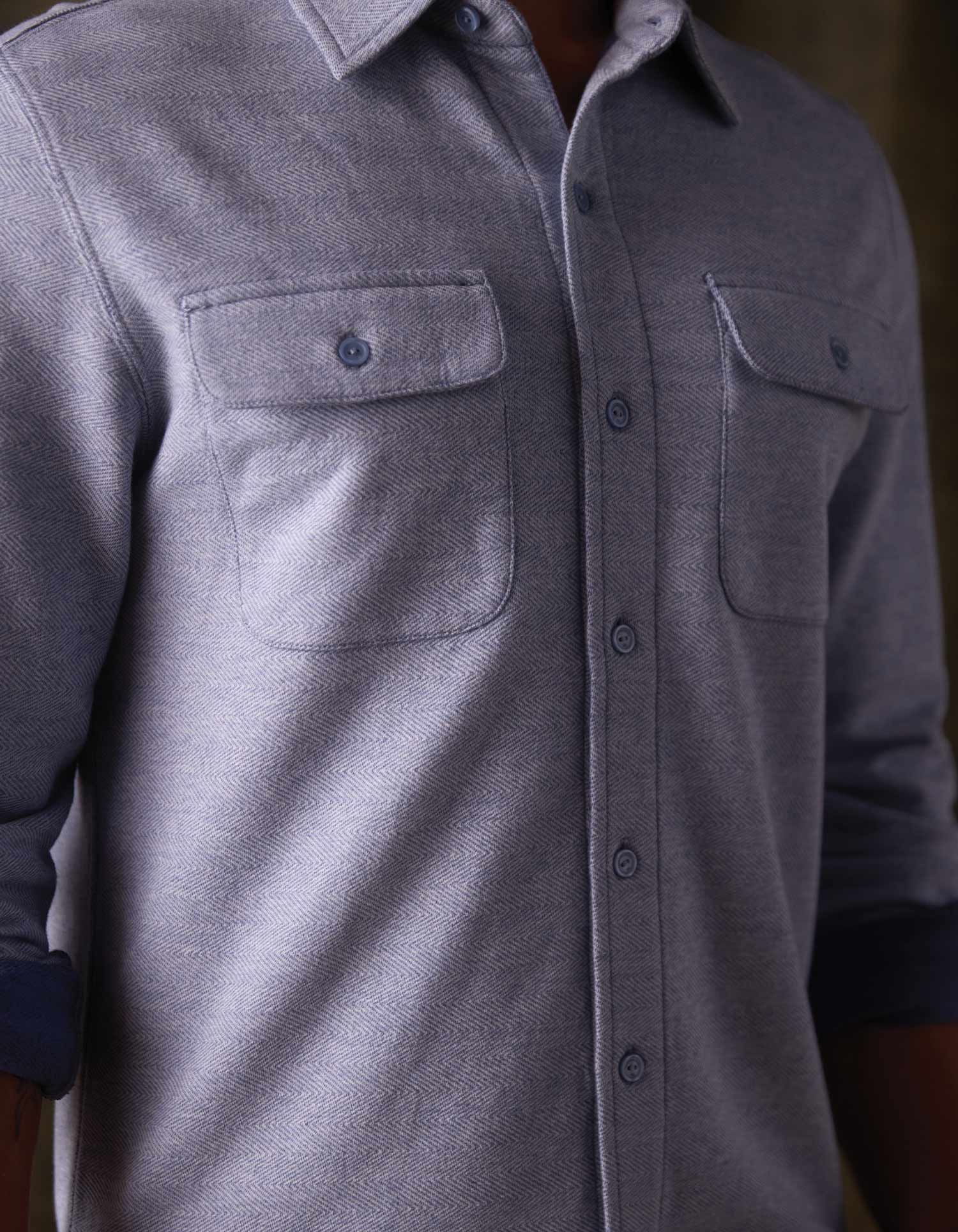 Textured Knit Shirt in Vintage Blue - Image 6