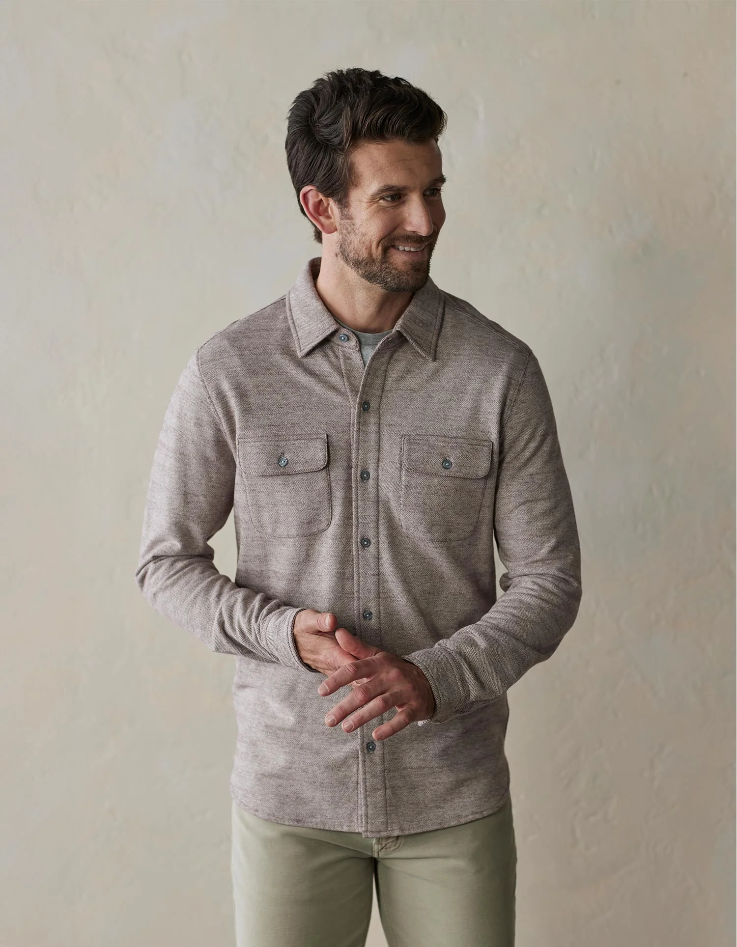 Textured Knit Shirt in Oxblood - Image 3