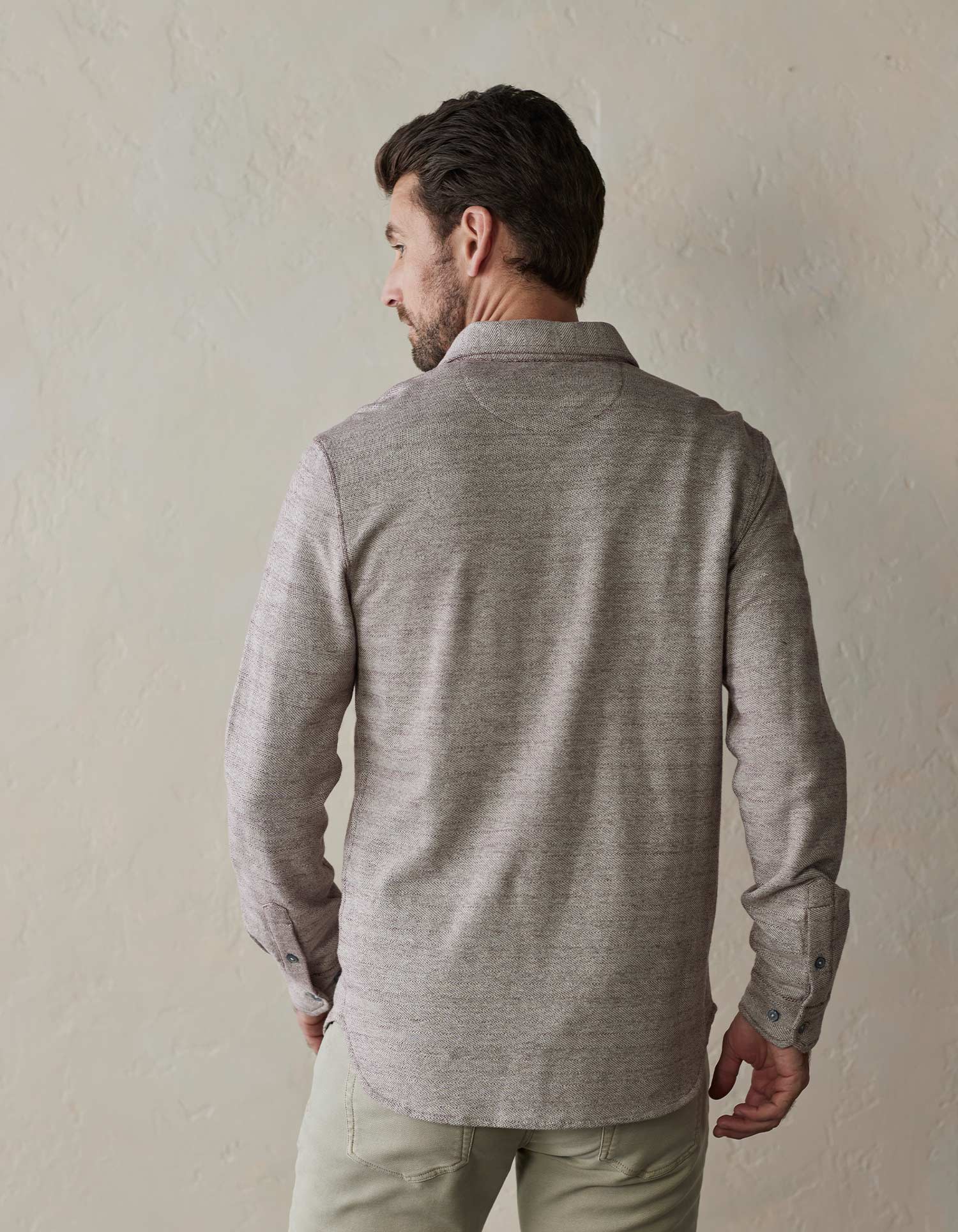 Textured Knit Shirt in Oxblood - Image 4