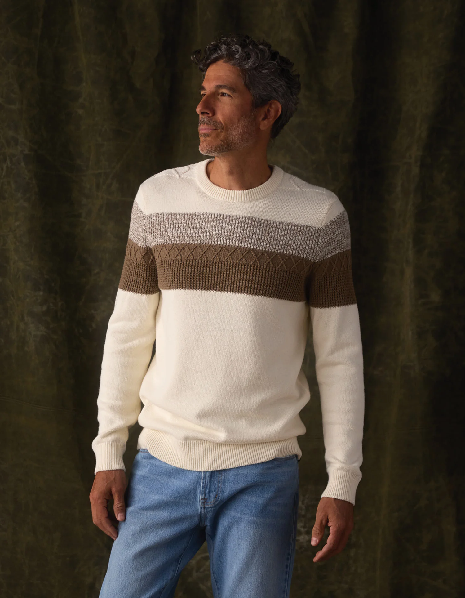 Tom Stripe Crew in Cream/Jute - Image 3