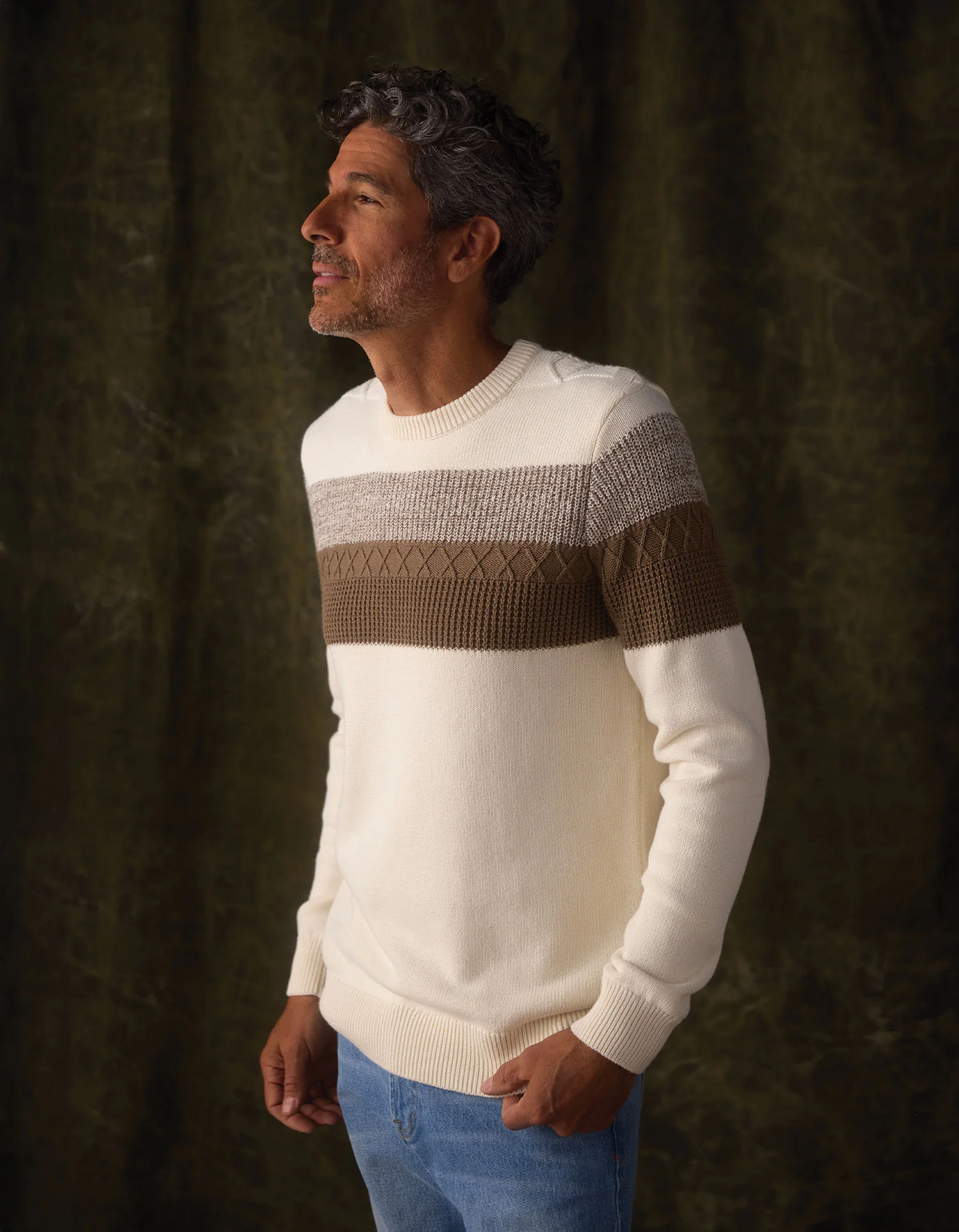 Tom Stripe Crew in Cream/Jute - Image 4