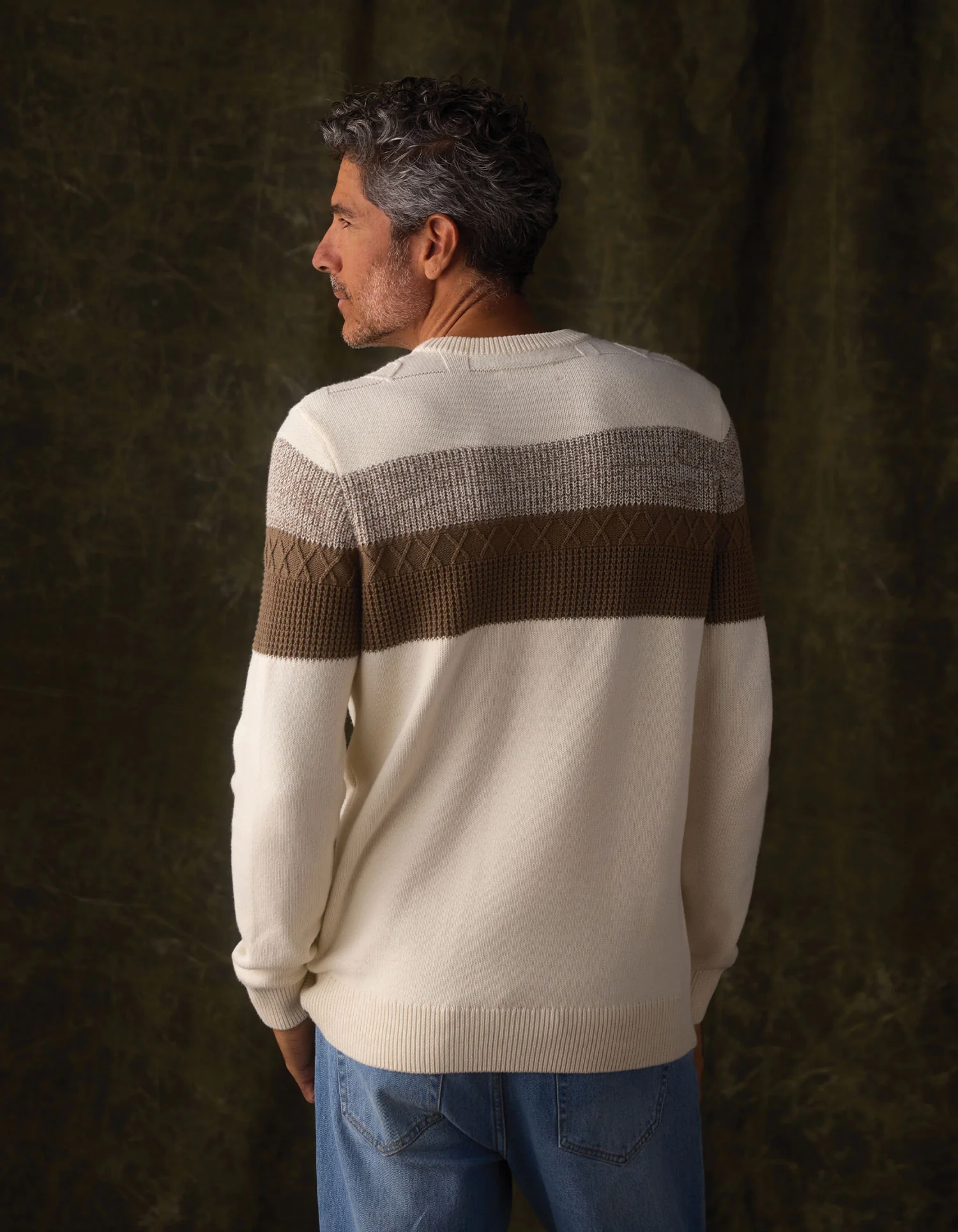 Tom Stripe Crew in Cream/Jute - Image 5