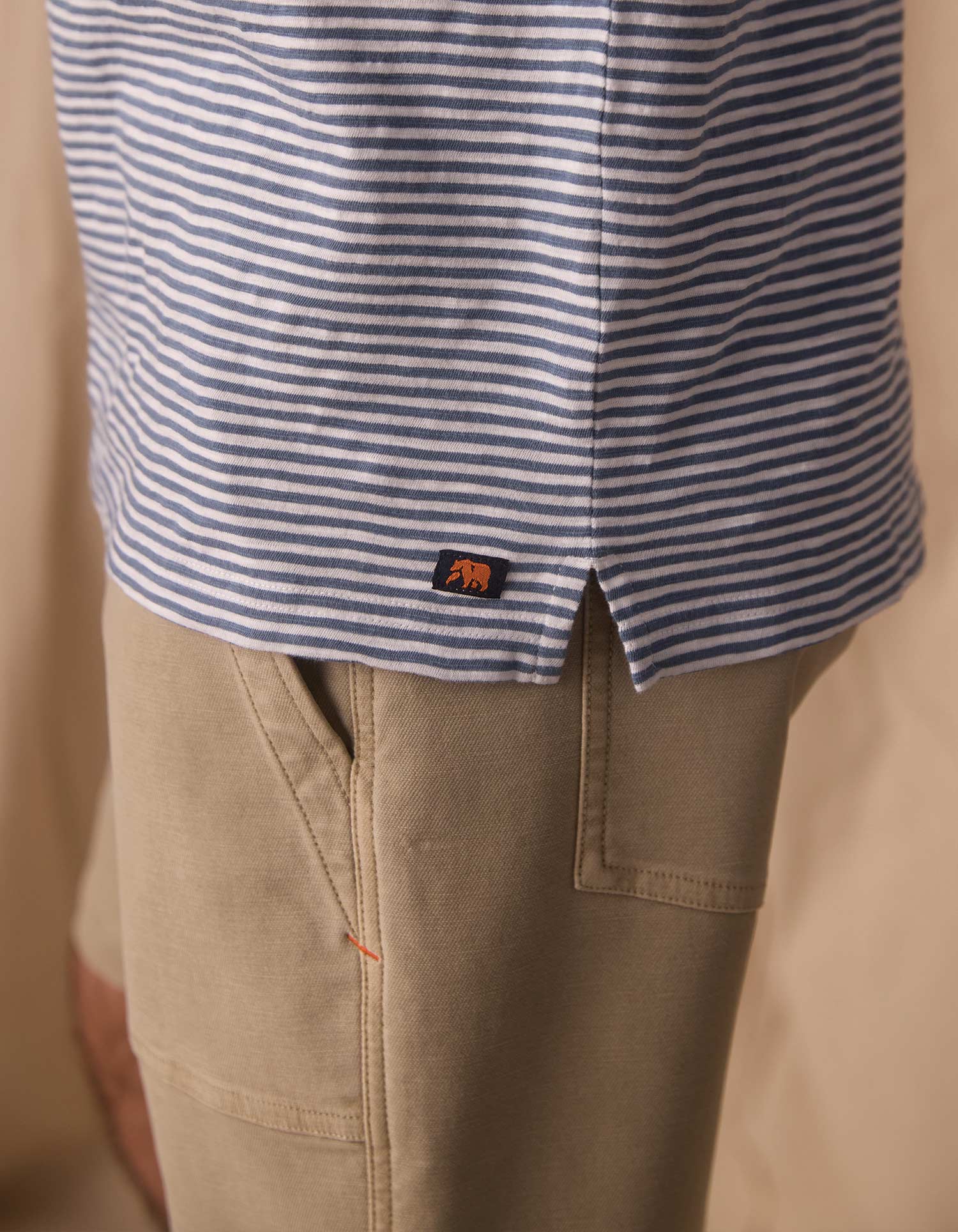 Vintage Slub Pocket Polo in Blue Stripe - Image 4