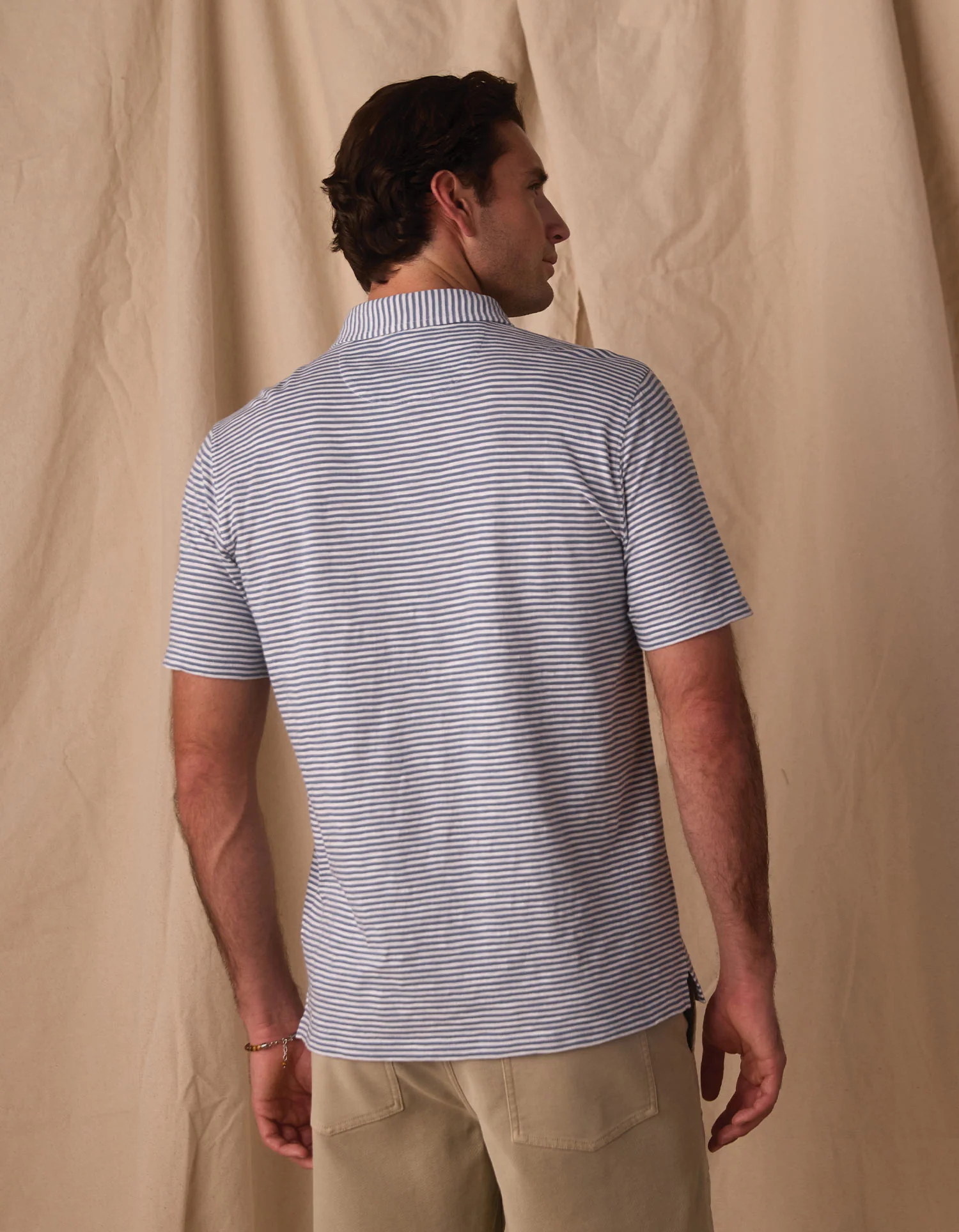 Vintage Slub Pocket Polo in Blue Stripe - Image 7