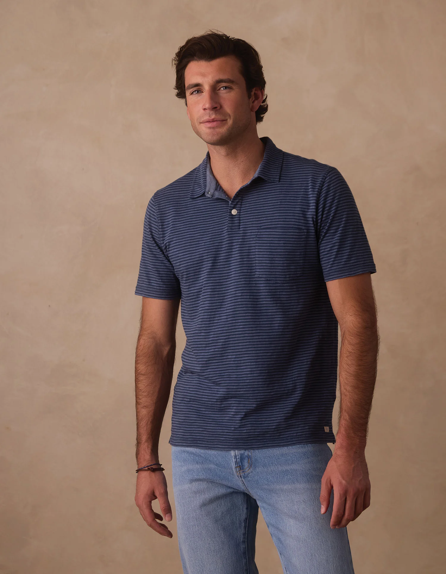 Vintage Slub Pocket Polo in Denim Stripe - Image 3