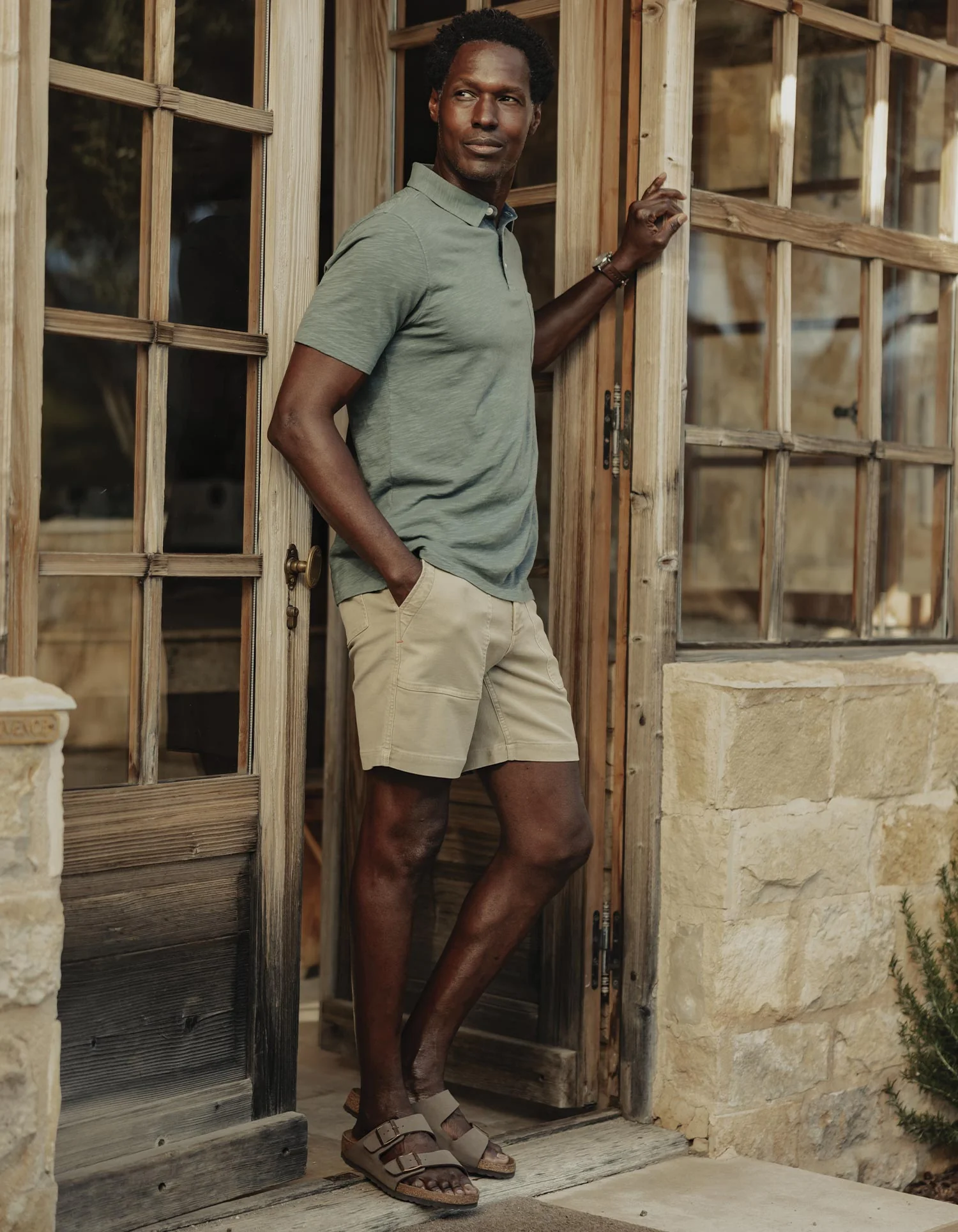 Vintage Slub Pocket Polo in Mediterranean Green - Image 3