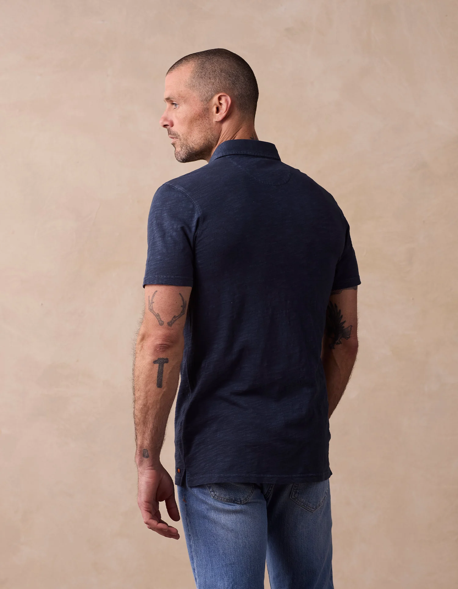 Vintage Slub Pocket Polo in Navy - Image 4