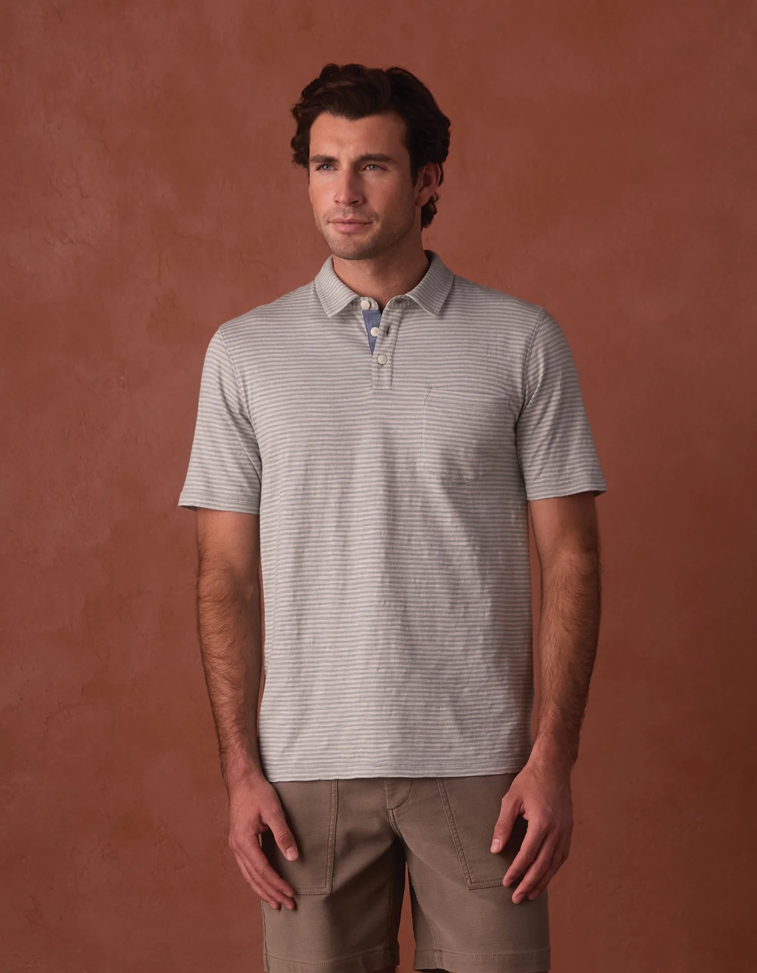 Vintage Slub Pocket Polo in Sea Glass Stripe - Image 3