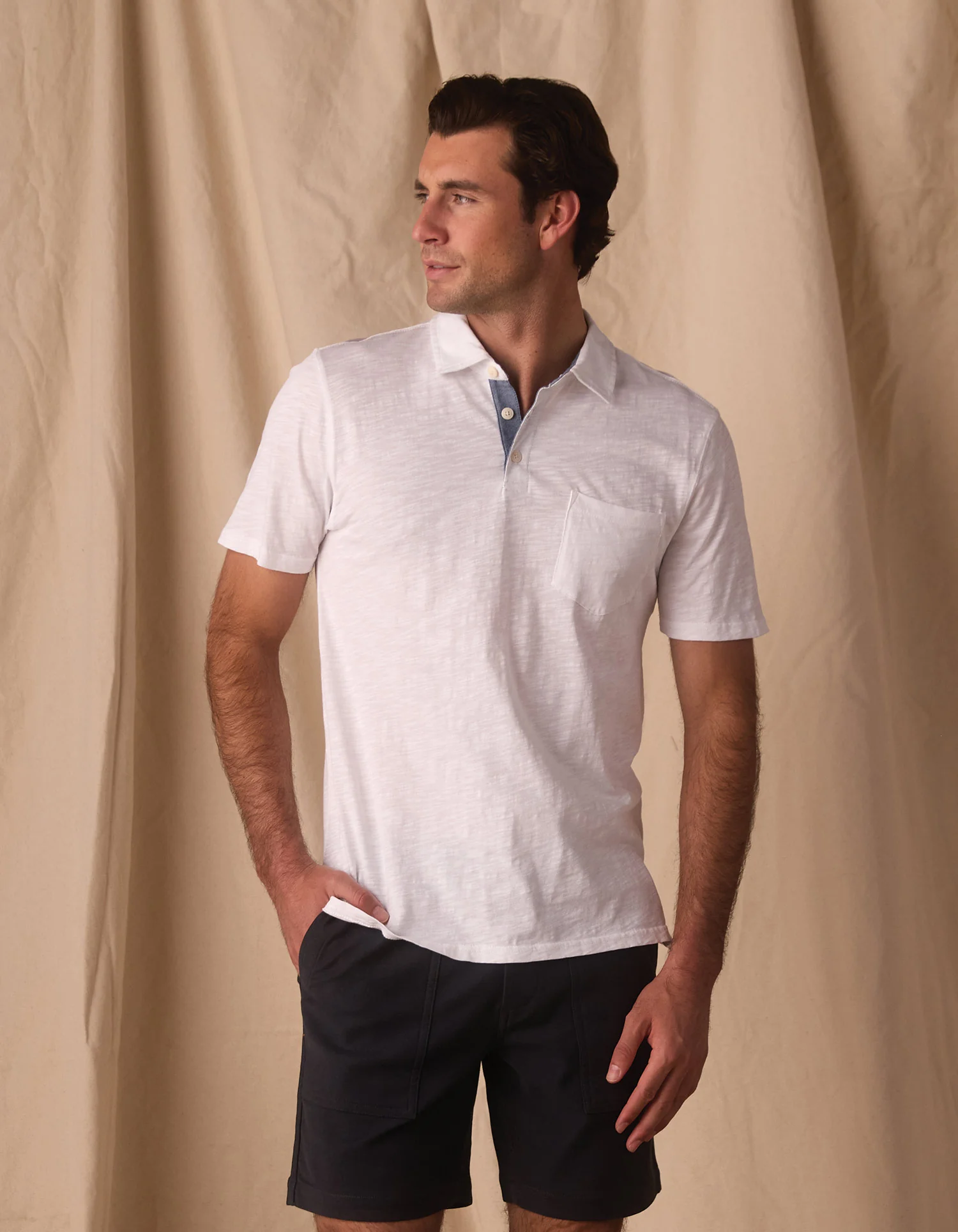 Vintage Slub Pocket Polo in White - Image 4