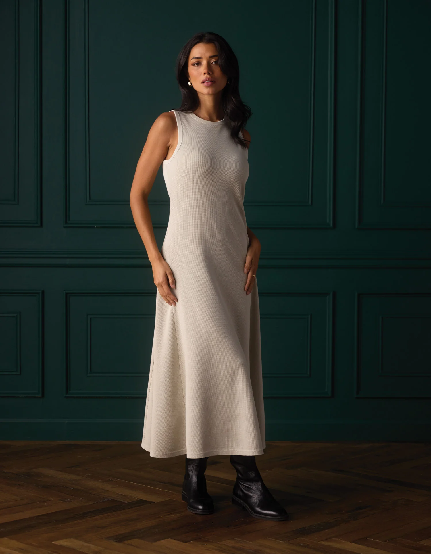 Vintage Thermal Midi Dress in Bone - Image 2