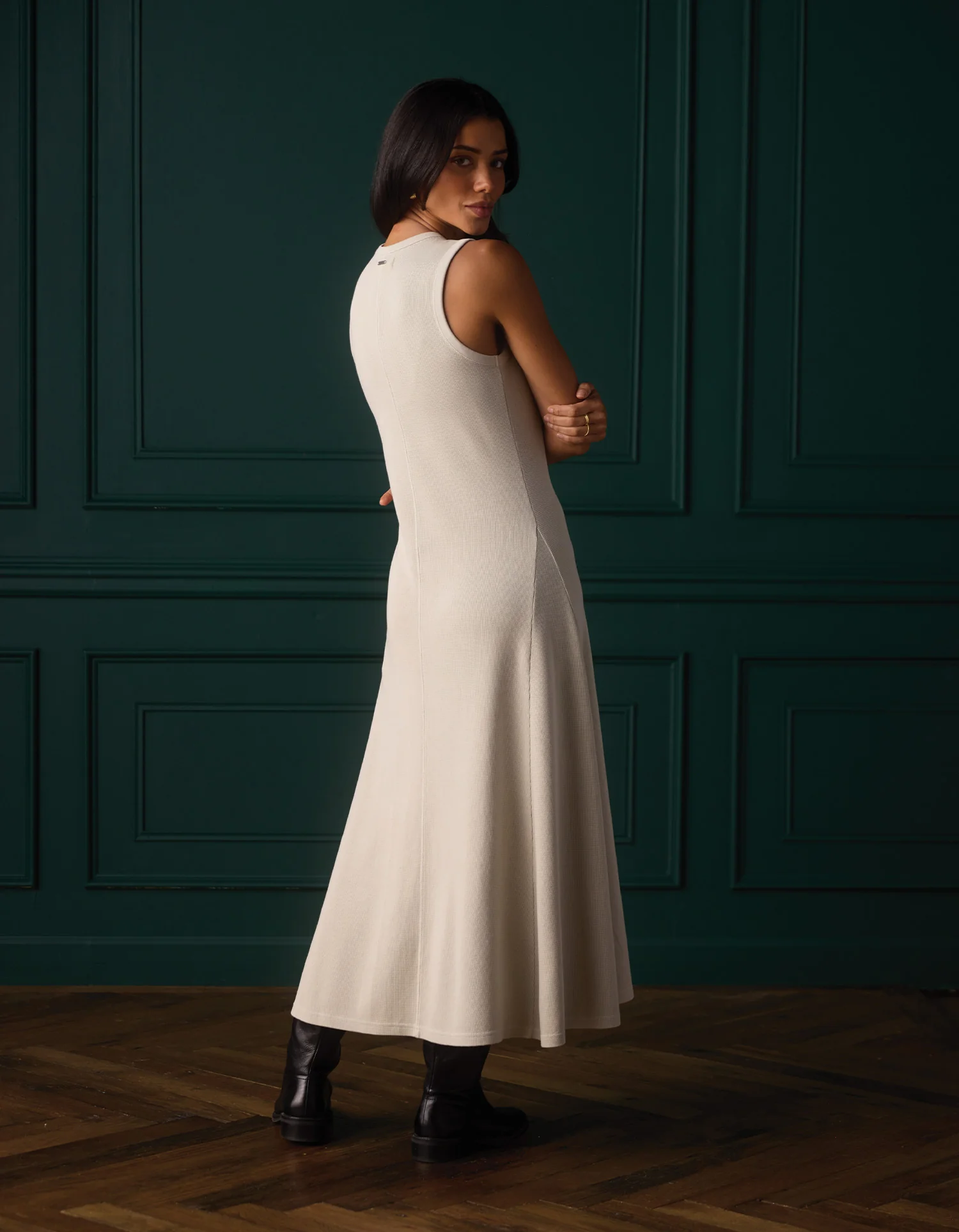Vintage Thermal Midi Dress in Bone - Image 3