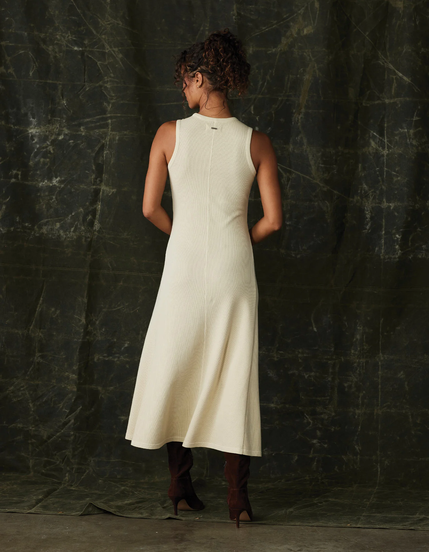 Vintage Thermal Midi Dress in Oat - Image 4