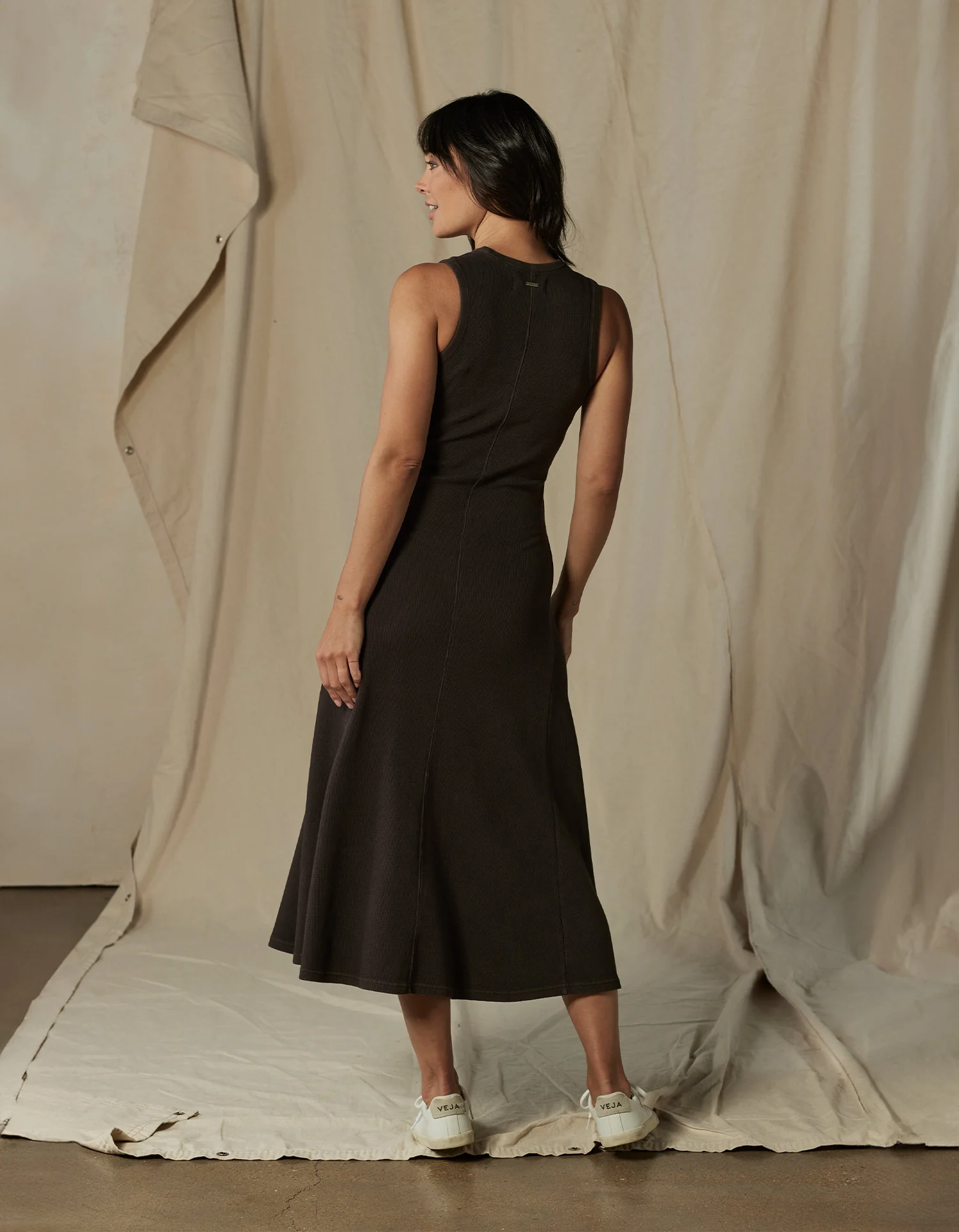 Vintage Thermal Midi Dress in Umber - Image 3