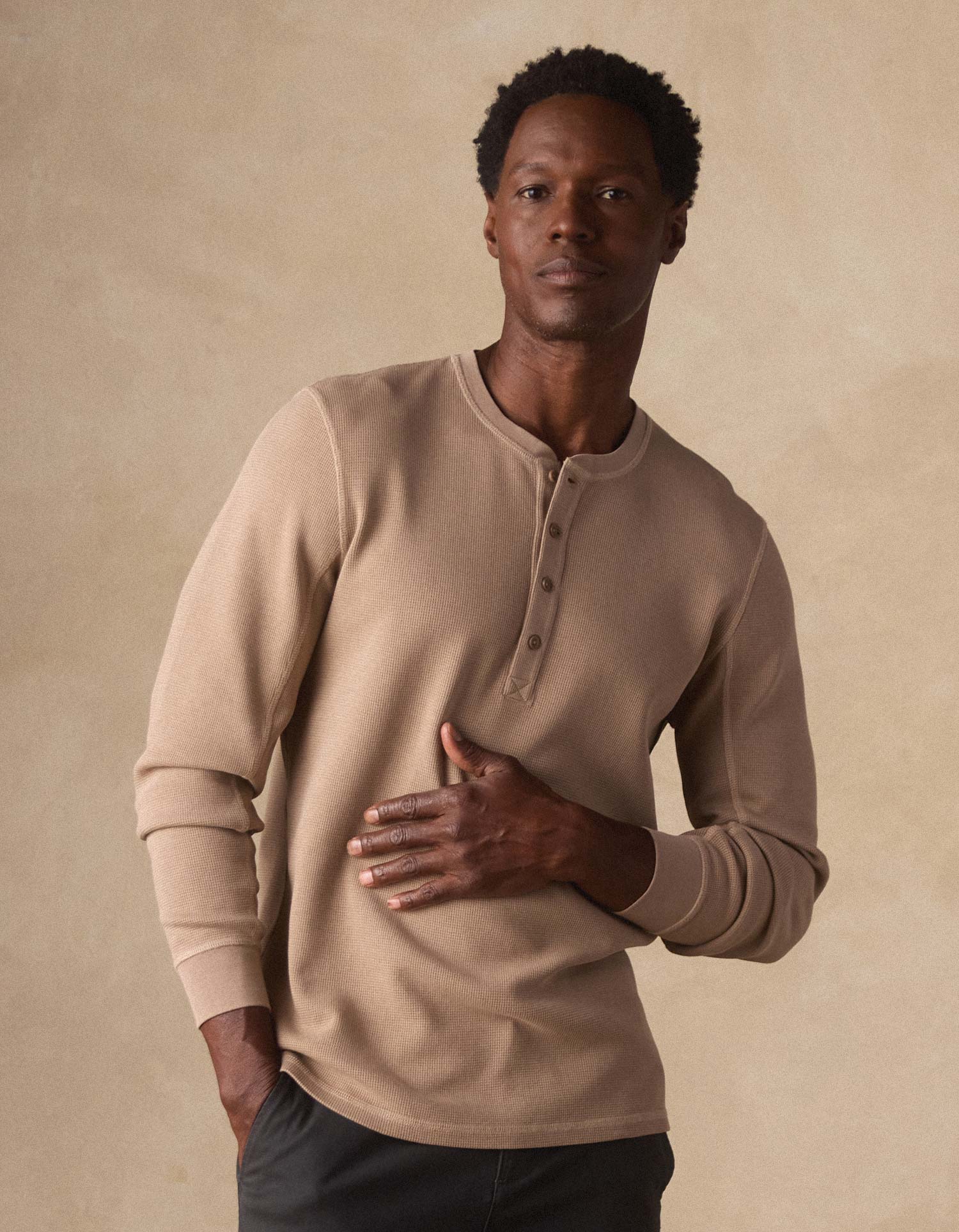 Vintage Thermal Mountain Henley in Mink - Image 2