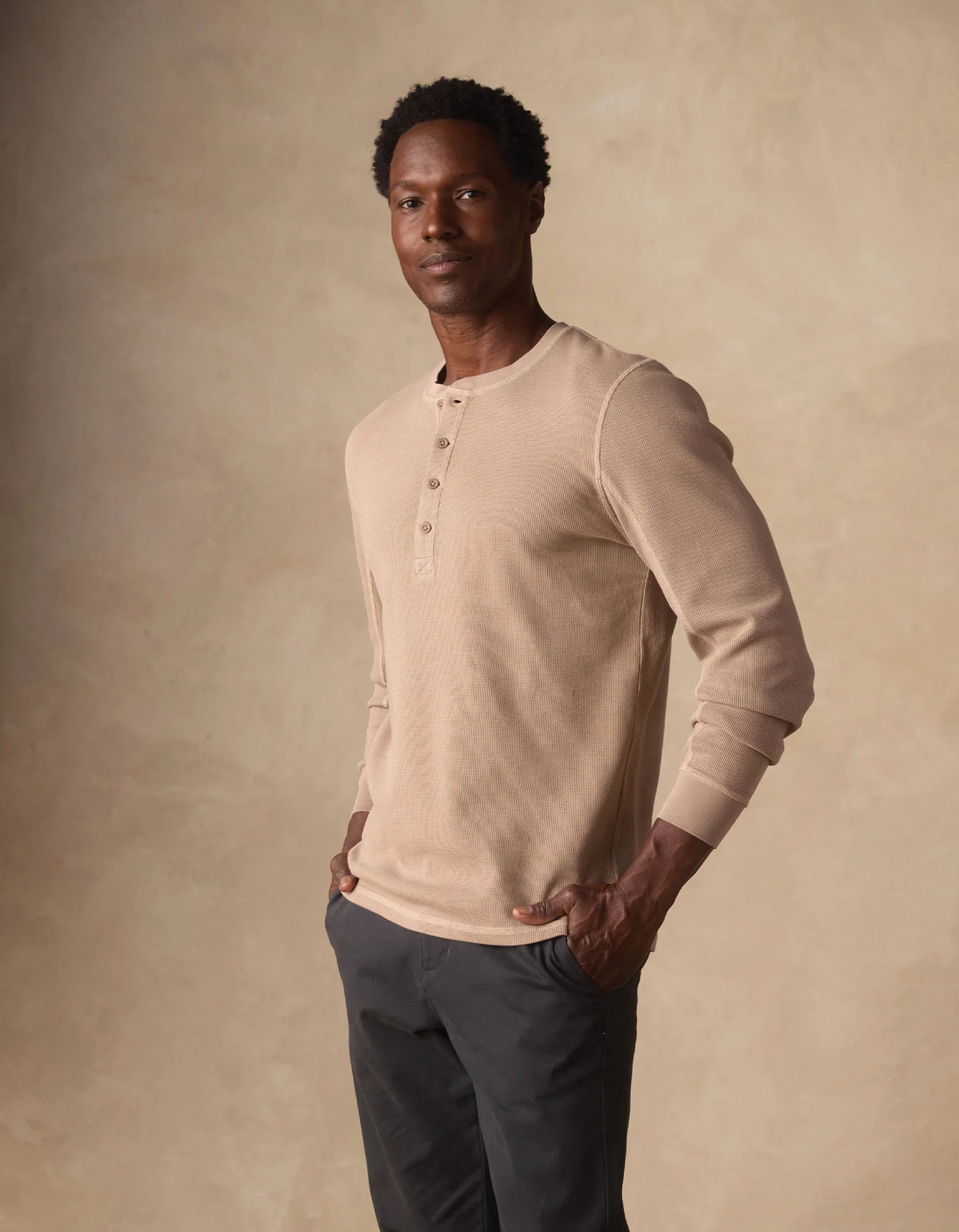 Vintage Thermal Mountain Henley in Mink - Image 5
