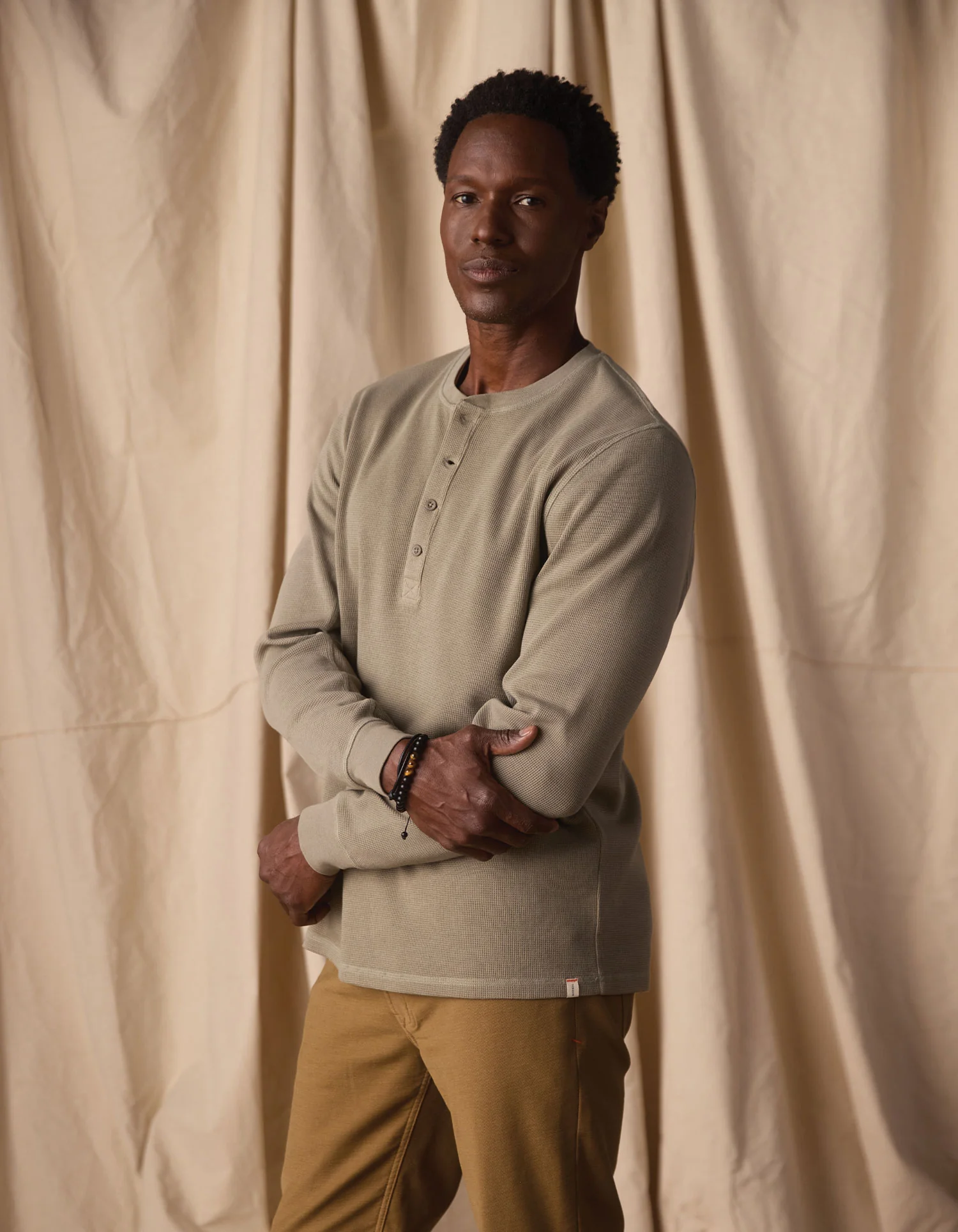 Vintage Thermal Mountain Henley in Moss - Image 4