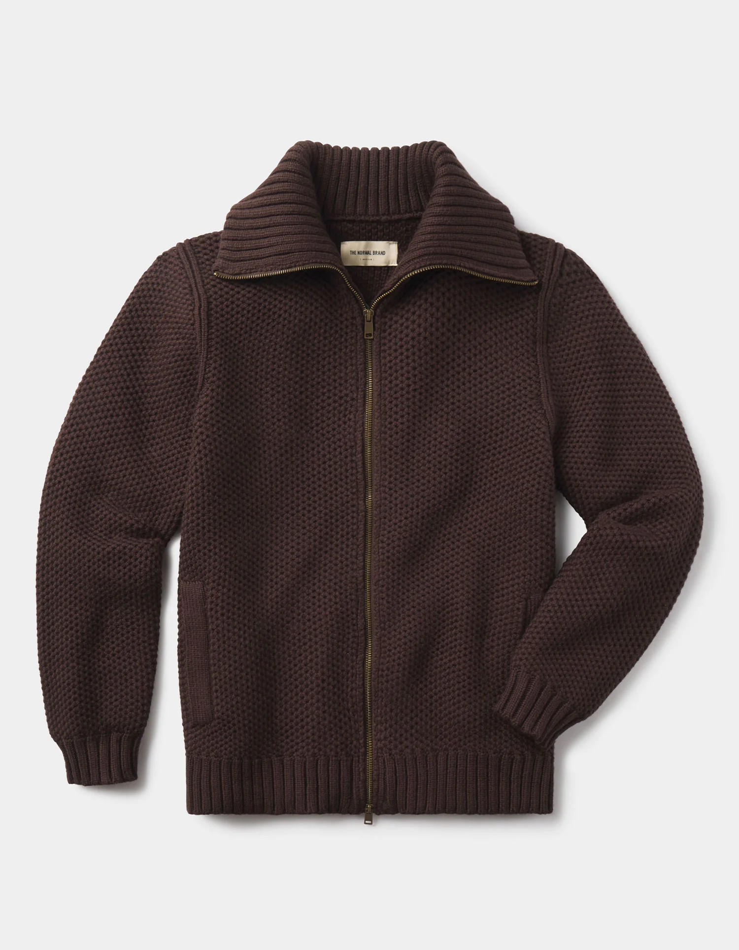 Waffle Sweater Jacket in Dark Brown - Image 3