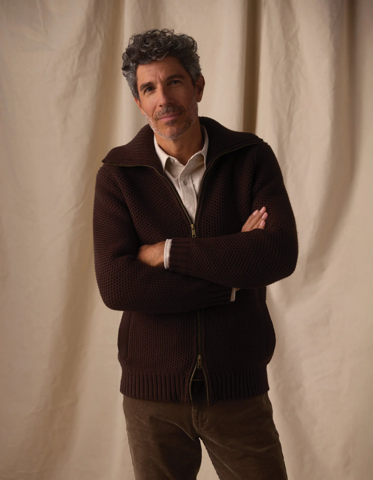 Waffle Sweater Jacket in Dark Brown - Image 5