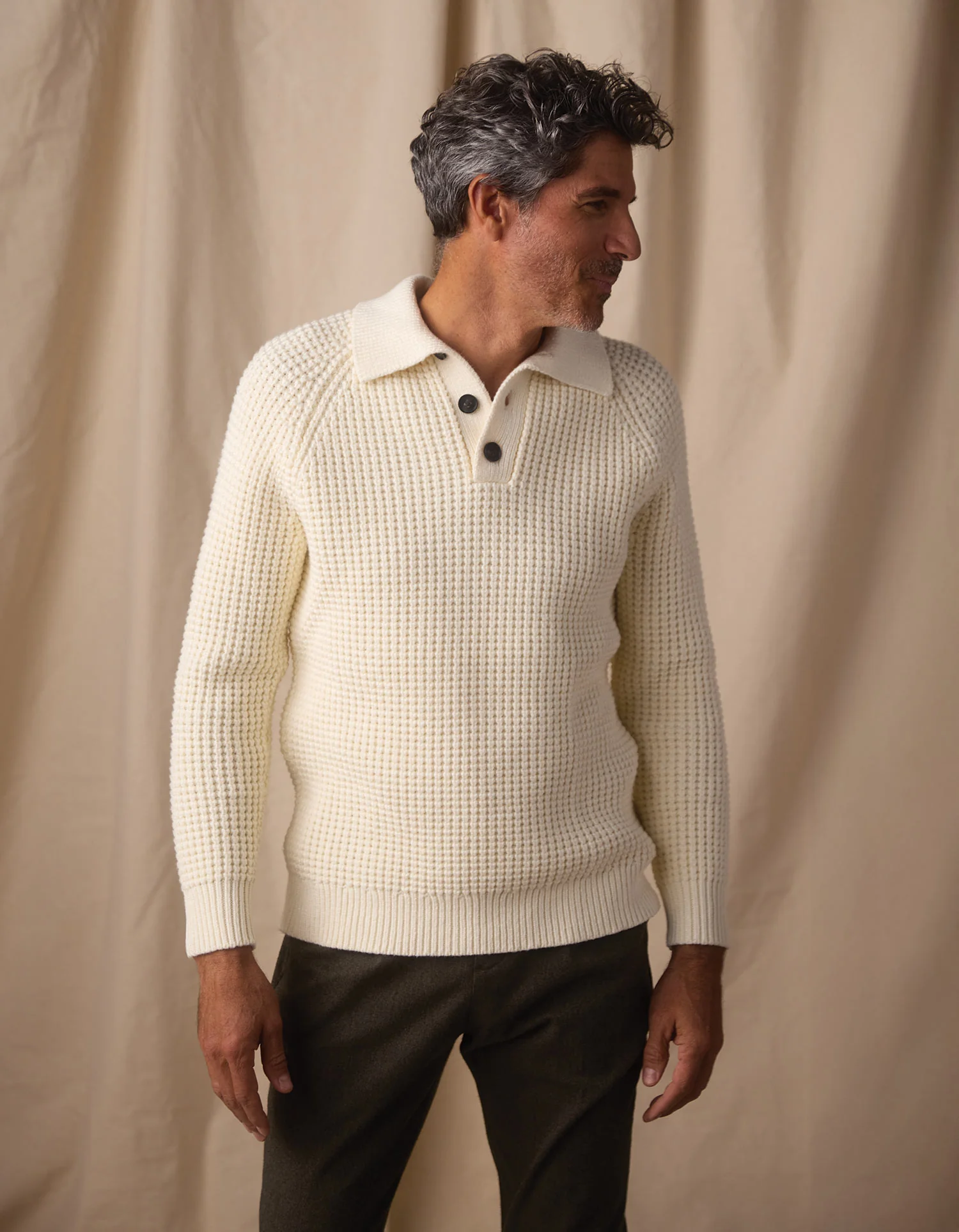 Waffle Sweater Popover in Ivory - Image 3