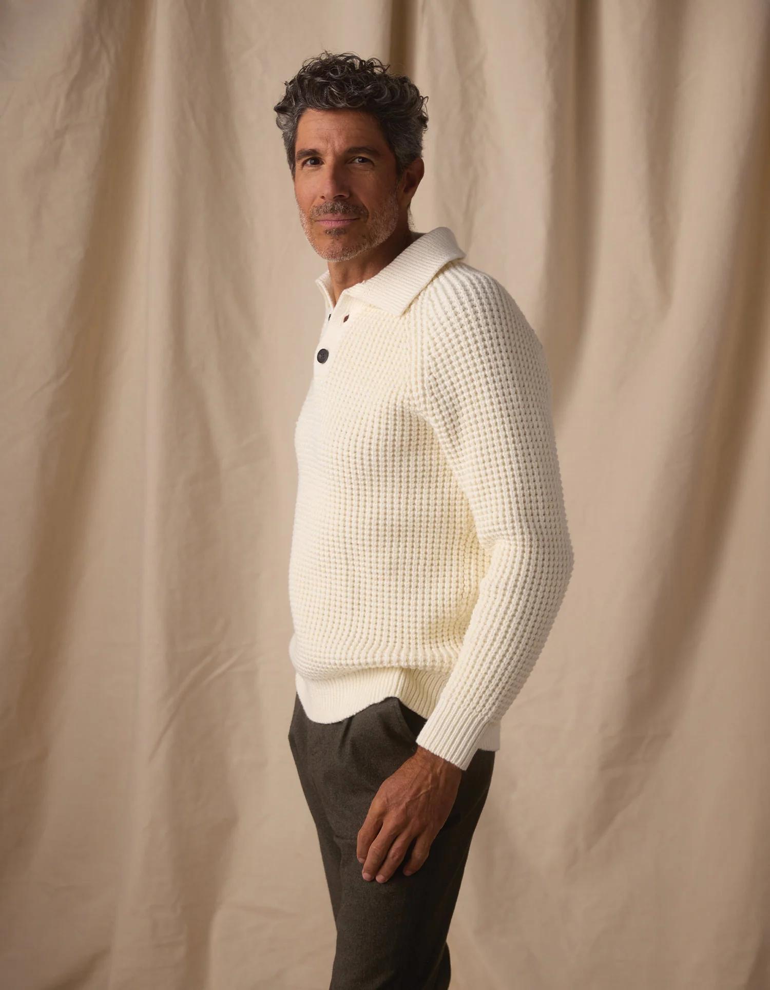 Waffle Sweater Popover in Ivory - Image 4