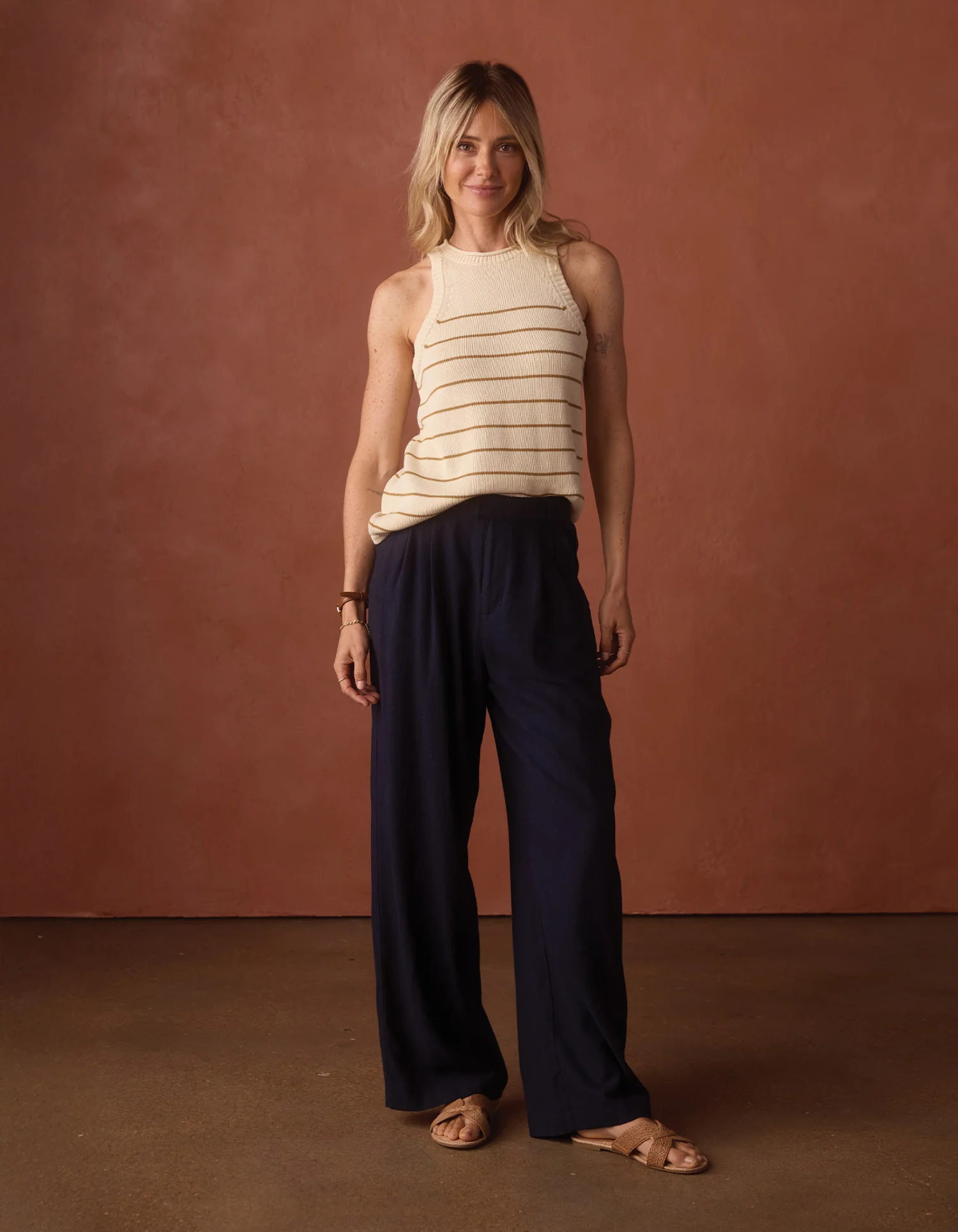 Wanderlust Hi-Neck Tank in Fennel Stripe - Image 4