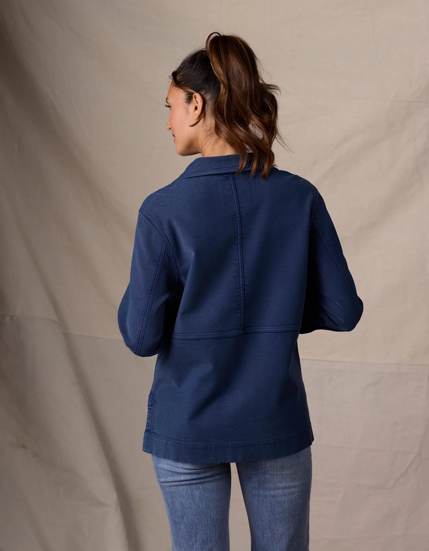 Women's Comfort Terry Chore Coat in Dark Indigo - Image 3