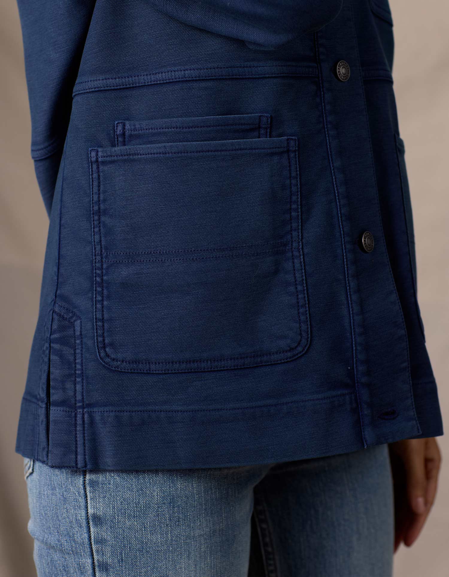 Women's Comfort Terry Chore Coat in Dark Indigo - Image 4